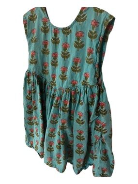 Pink Chicken Girls Floral Dress Size 8Y Blue Pink Bow Cotton